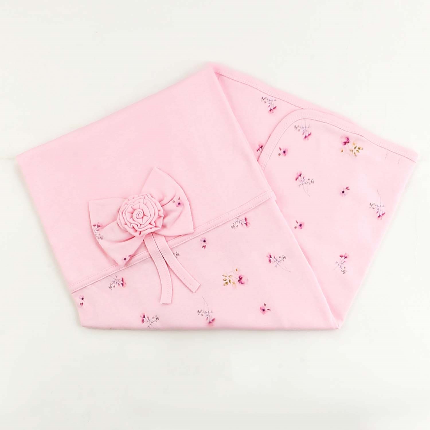 Sebi Bebe Çiçekli Fiyonklu Battaniye 80x85 Cm 1114 Pembe