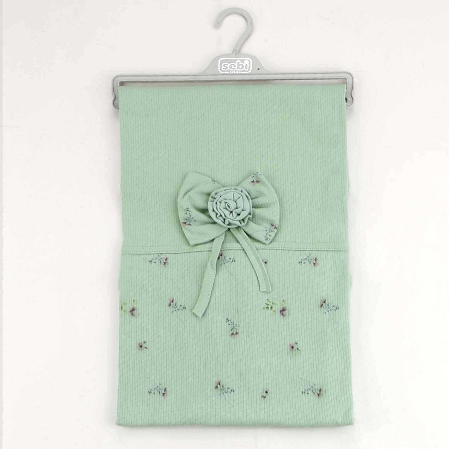 Sebi Bebe Çiçekli Fiyonklu Battaniye 80x85 Cm 1114 Yeşil