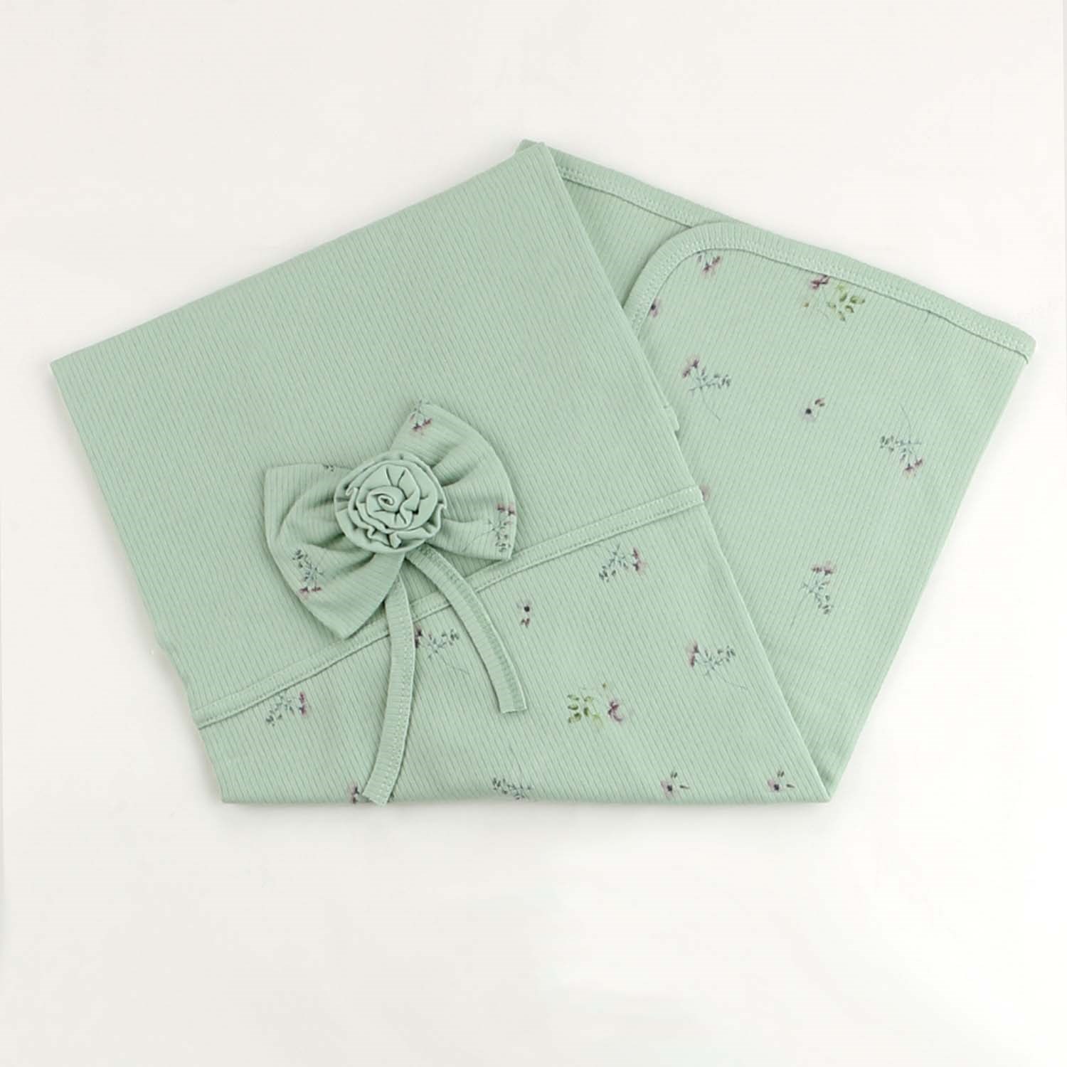 Sebi Bebe Çiçekli Fiyonklu Battaniye 80x85 Cm 1114 Yeşil