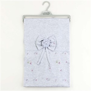 Sebi Bebe Çiçekli Fiyonklu Battaniye 80x85 Cm 1114 Gri