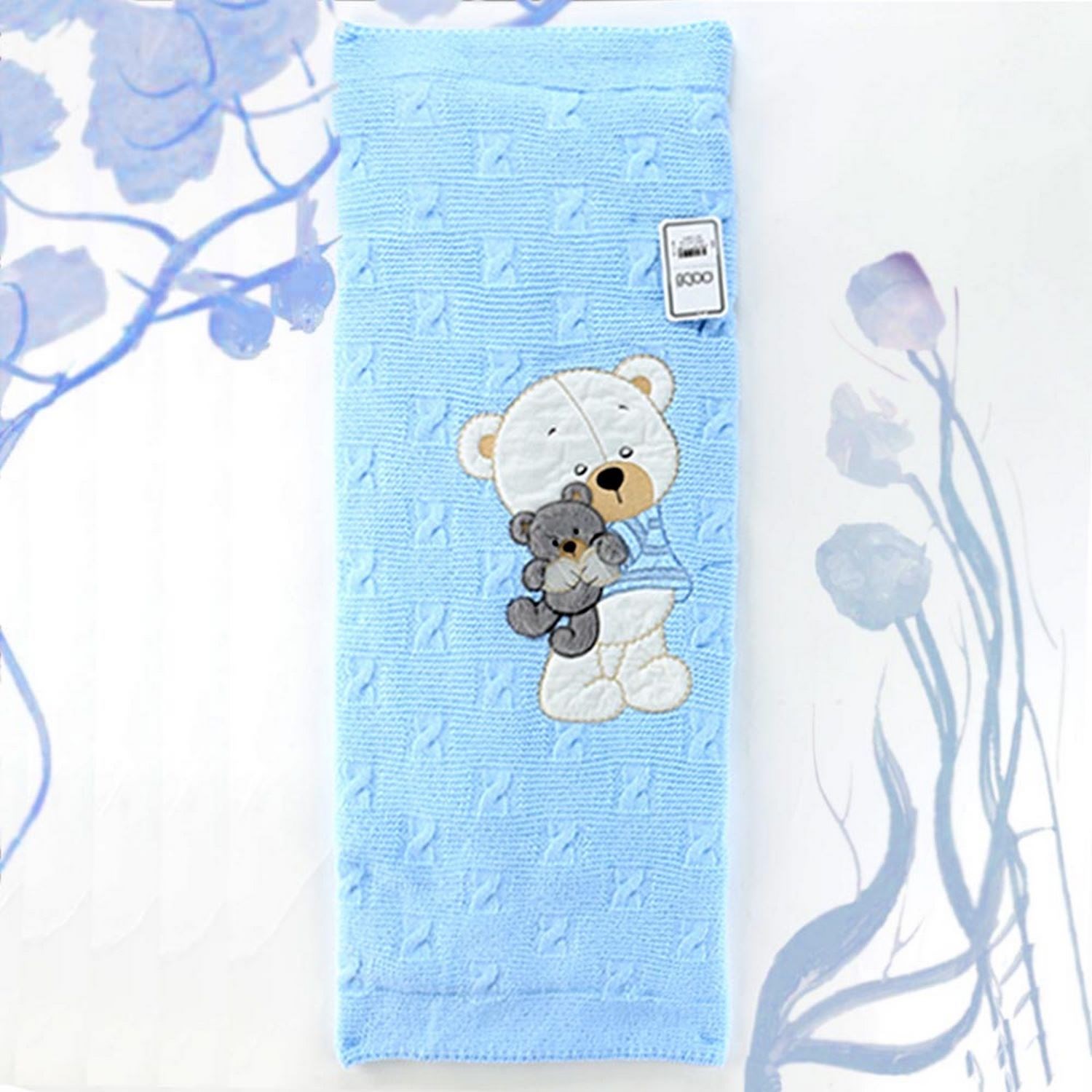 Sebi Bebe Triko Hattuş Battaniye 90x90 Cm 4148 Mavi