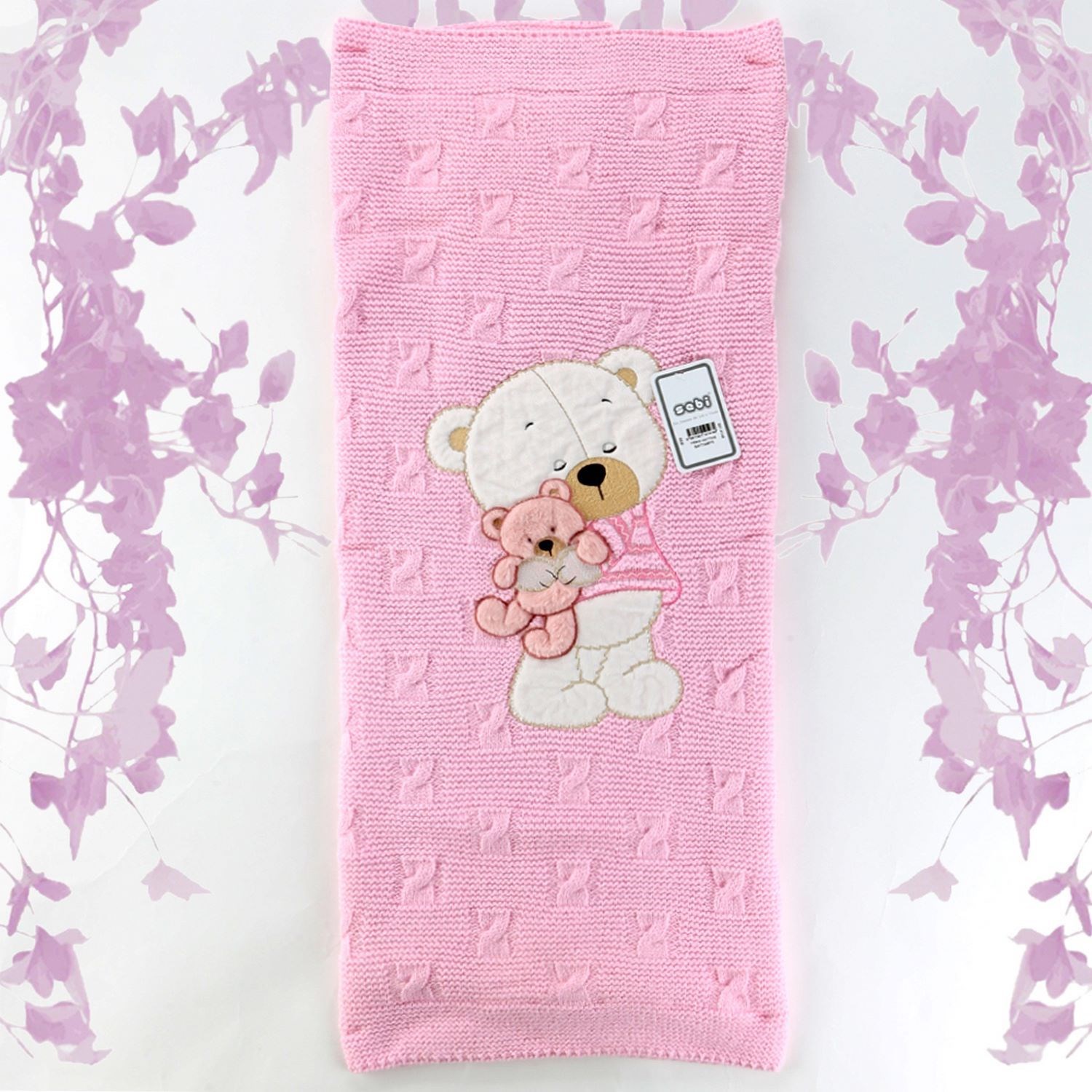 Sebi Bebe Triko Hattuş Battaniye 90x90 Cm 4148 Pembe