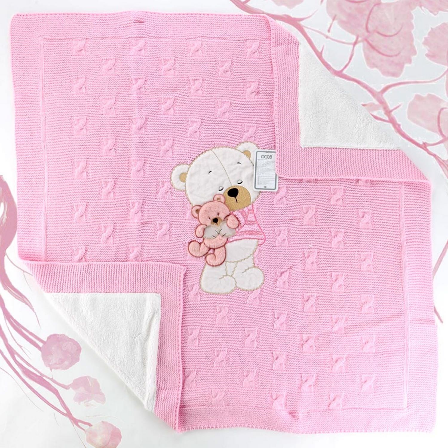 Sebi Bebe Triko Hattuş Battaniye 90x90 Cm 4148 Pembe