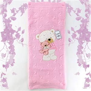 Sebi Bebe Triko Hattuş Battaniye 90x90 Cm 4148 Pembe