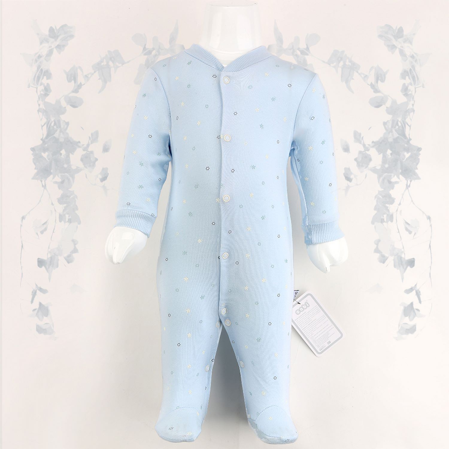 Sebi Bebe Mini Çiçek Bebek Tulum 9539 Mavi