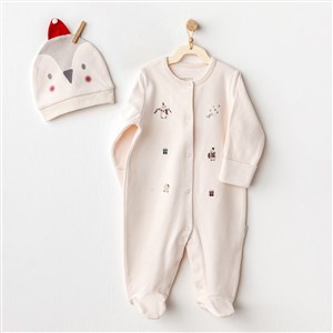 Andywawa Penguin Bebek Tulum Takım AC25343 Ekru