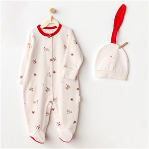 Andywawa Penguin Bebek Tulum Takım AC25346 Ekru