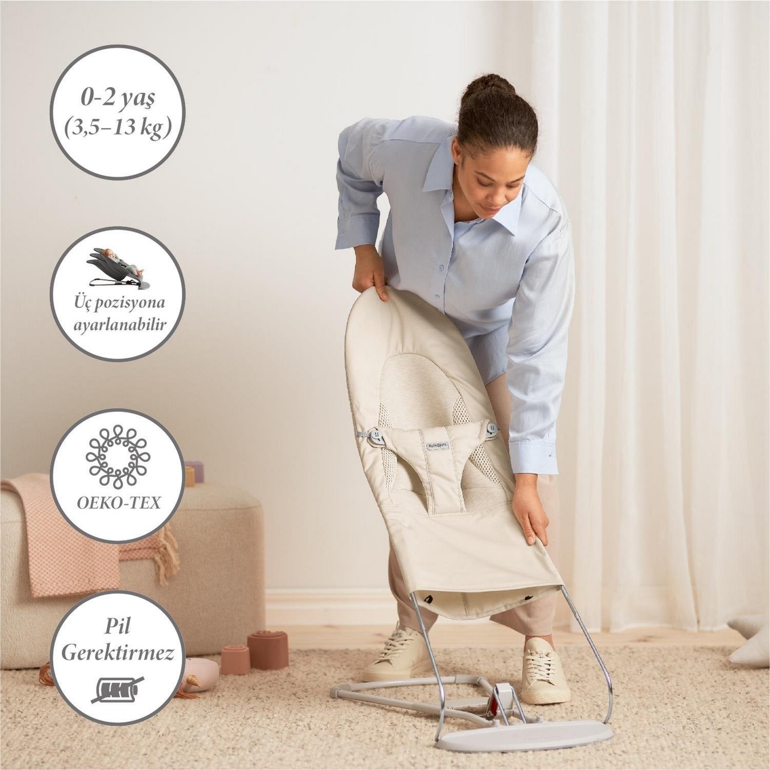 BabyBjörn Balance Soft Woven Jersey Üçlü Kumaş Light Beige