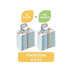 Uni Baby Yenidoğan Islak Mendil 40 Yaprak 18'li Paket 
