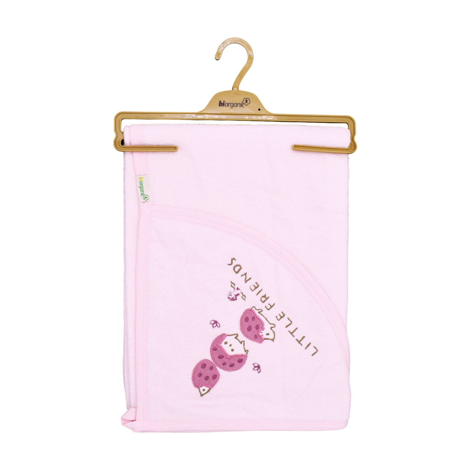 Biorganic Little Friends Örme Bebek Havlusu 85x90 Cm 66444 Pembe-Bordo