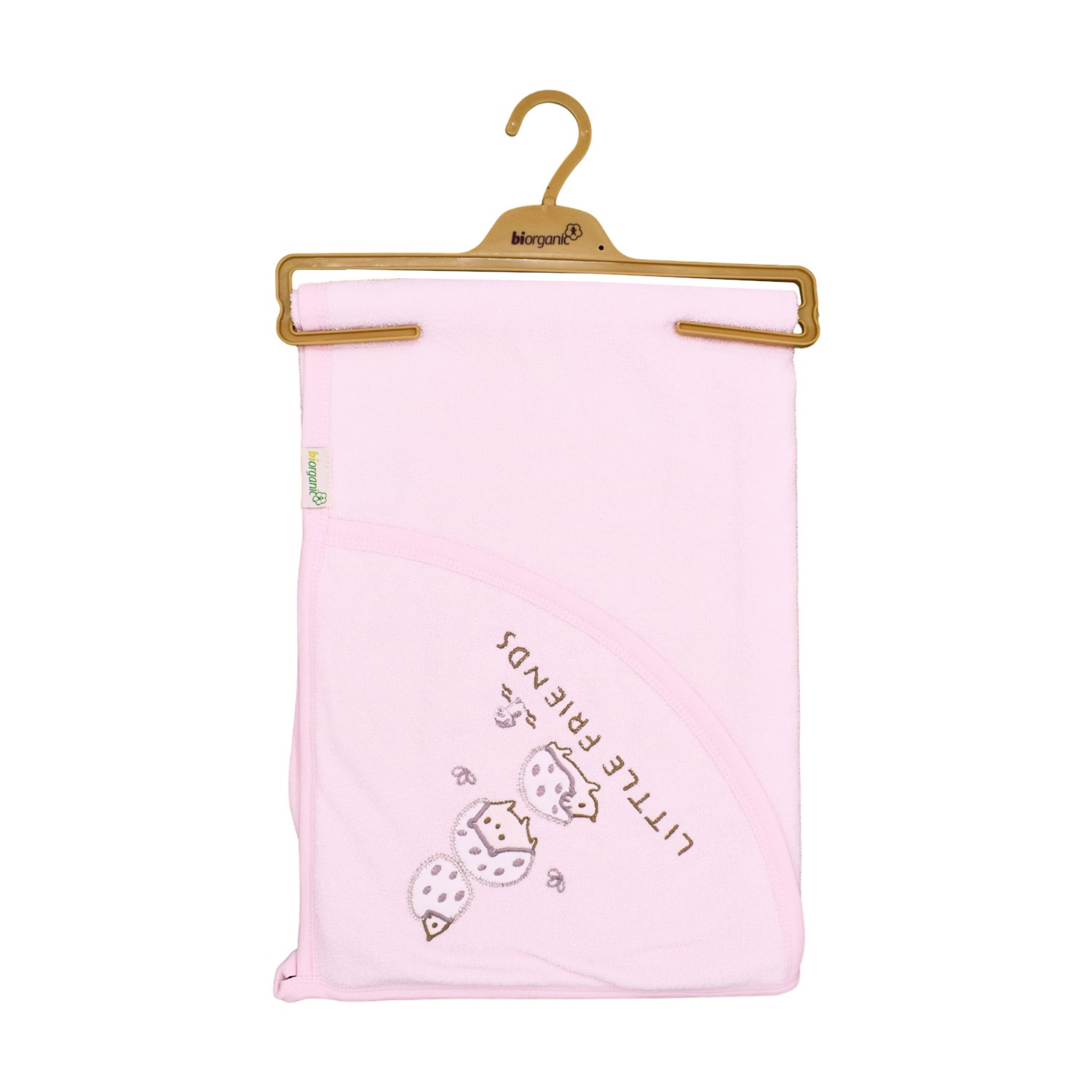 Biorganic Little Friends Örme Bebek Havlusu 85x90 Cm 66444 Pembe-Ekru