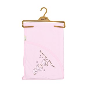 Biorganic Little Friends Örme Bebek Havlusu 85x90 Cm 66444 Pembe-Ekru