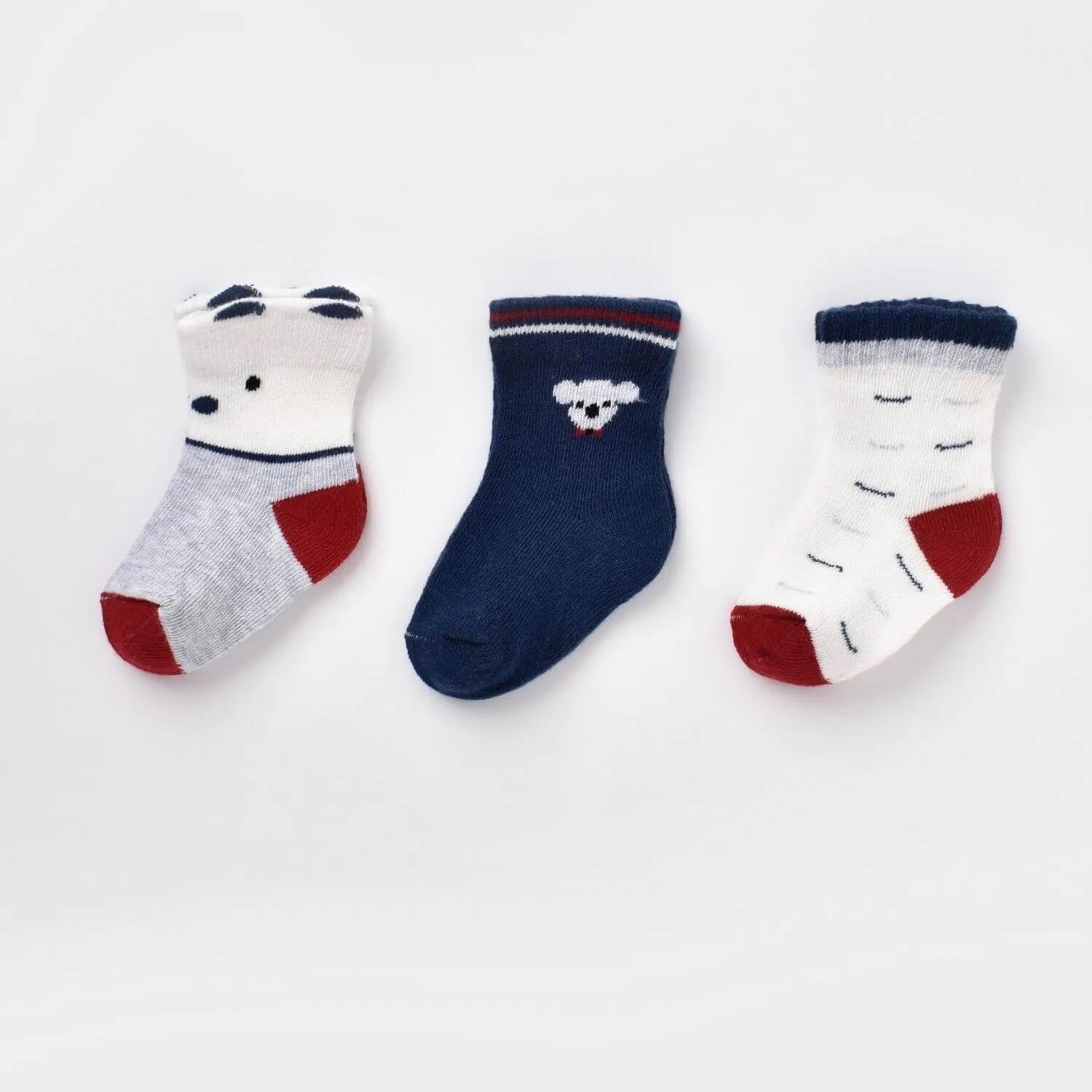 Biorganic Papyonlu Koala 3'lü Bebek Çorabı 68447 Lacivert