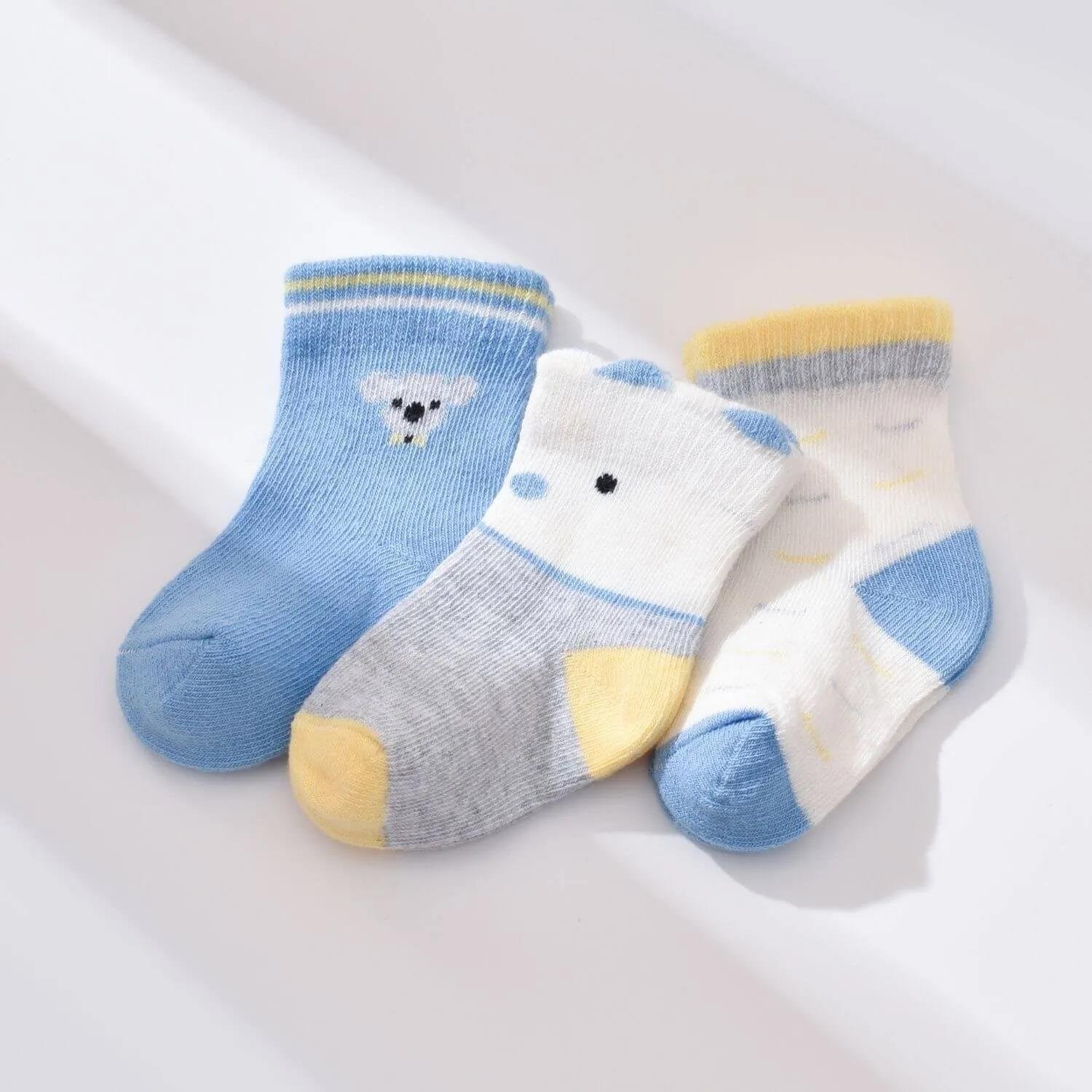 Biorganic Papyonlu Koala 3'lü Bebek Çorabı 68447 Mavi