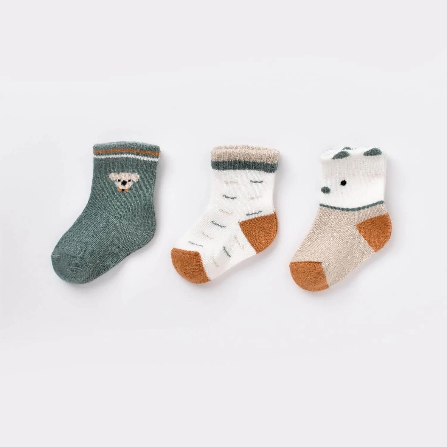 Biorganic Papyonlu Koala 3'lü Bebek Çorabı 68447 Nil