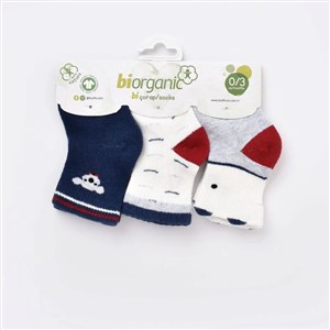 Biorganic Papyonlu Koala 3'lü Bebek Çorabı 68447 Lacivert