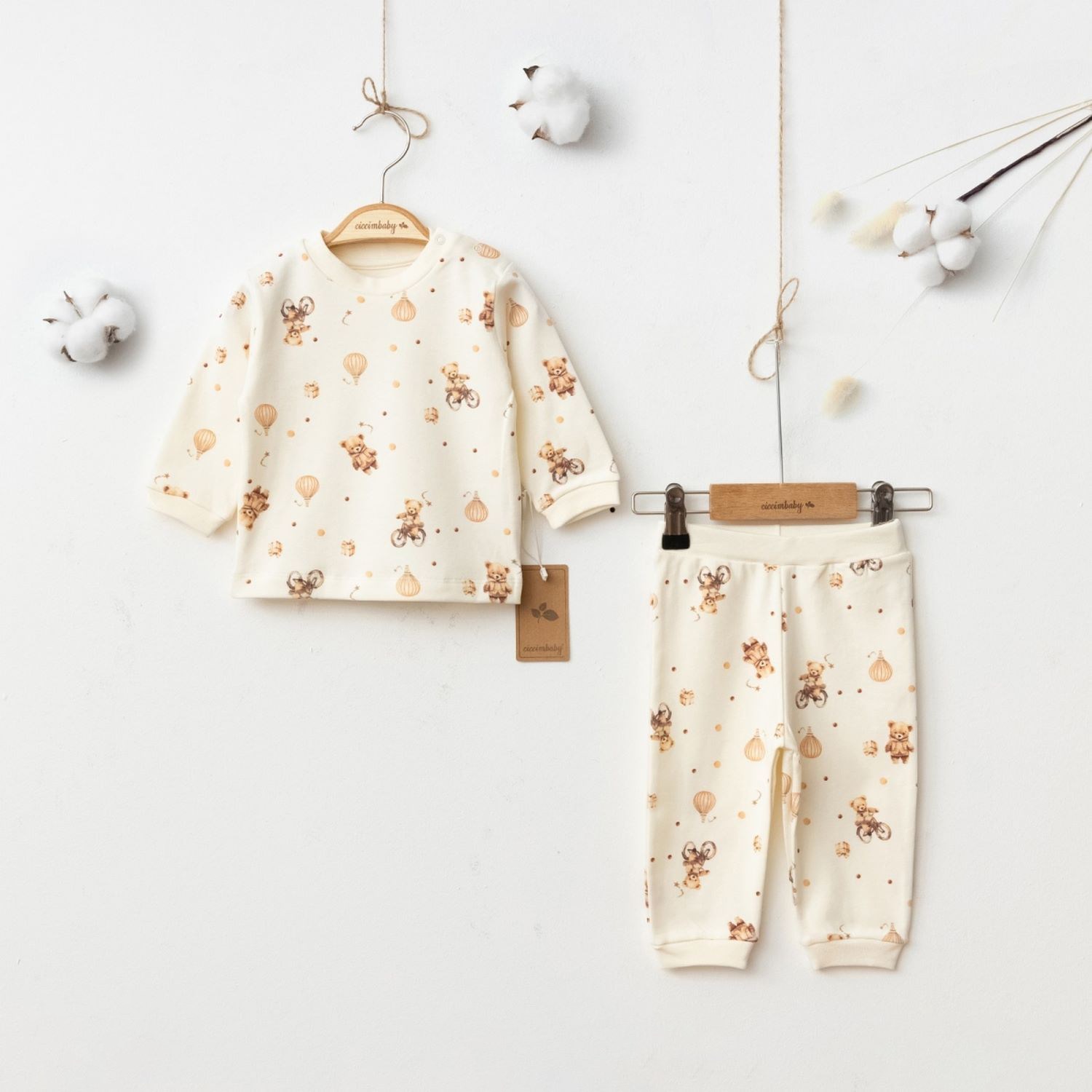 Ciccim Baby Ayıcık Desen Pijama Takımı 5034 Krem