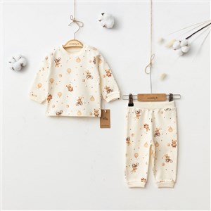 Ciccim Baby Ayıcık Desen Pijama Takımı 5034 Krem