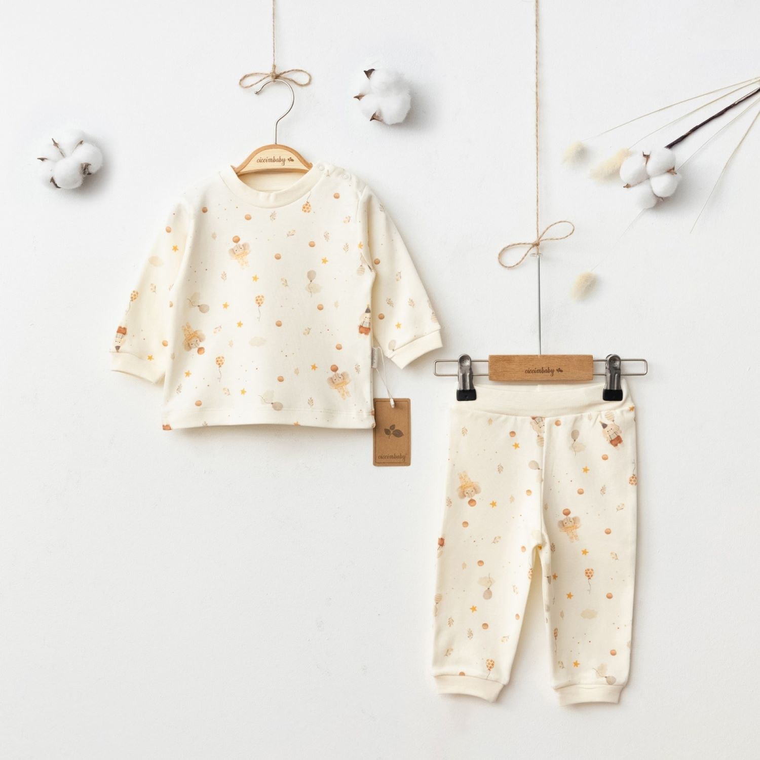 Ciccim Baby Balonlu Fil Pijama Takımı 5042 Krem