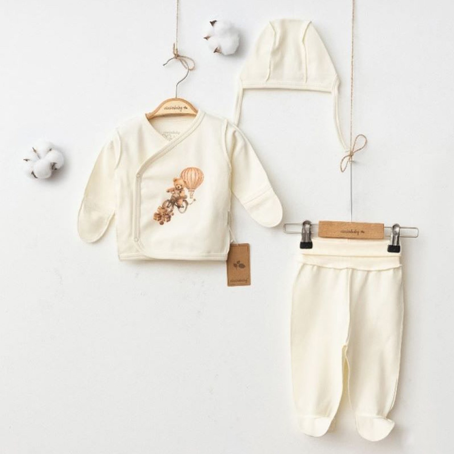 Ciccim Baby Ayıcık Desen 3'lü Takım 5031 Krem