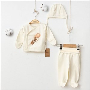 Ciccim Baby Ayıcık Desen 3'lü Takım 5031 Krem