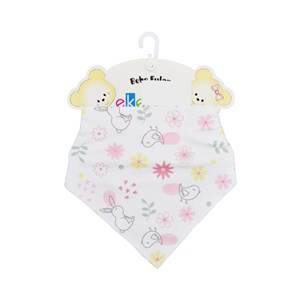 Ekebaby Penye Baskılı Fular Önlük 11981 Ekru-Pembe
