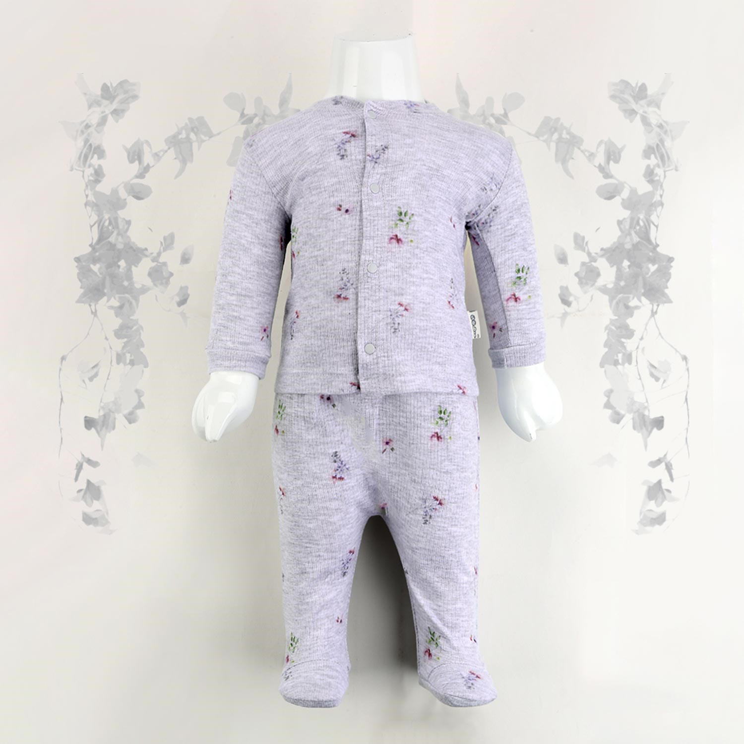 Sebi Bebe 2'li Güllü Raporlu Patikli Pijama Takımı 1110 Lila