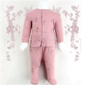 Sebi Bebe 2'li Güllü Raporlu Patikli Pijama Takımı 1110 Pembe