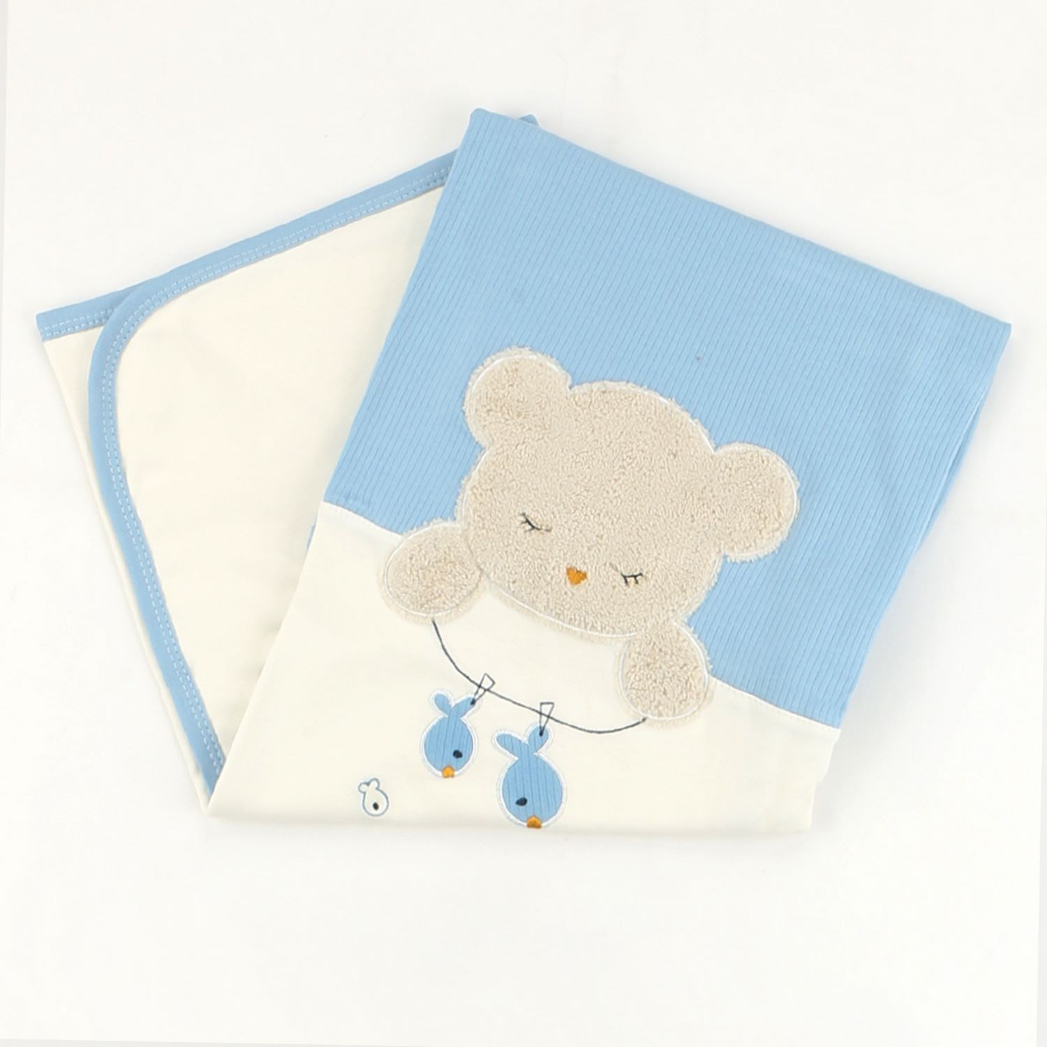 Sebi Bebe Balıkçı Desenli Bebek Battaniyesi 80x90 Cm 9859 Mavi