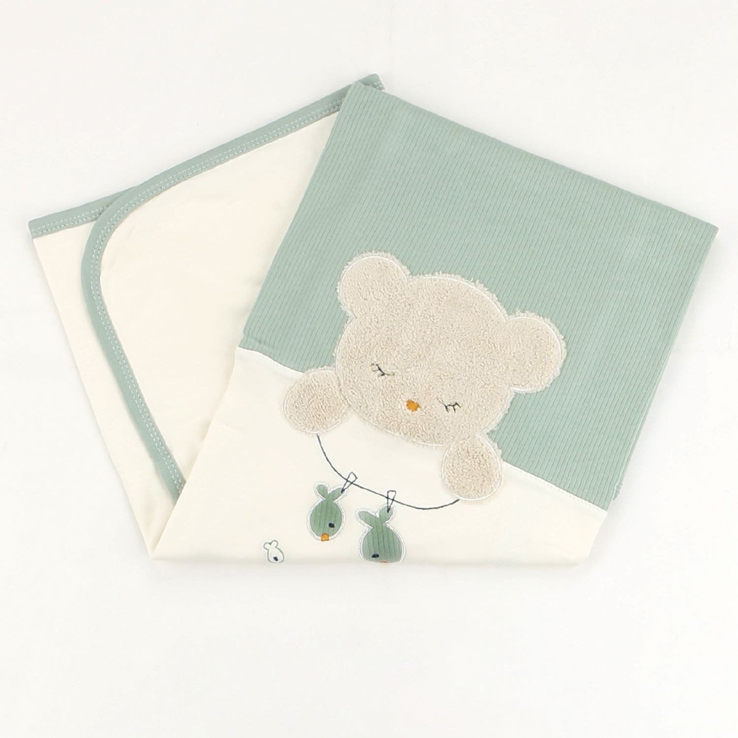 Sebi Bebe Balıkçı Desenli Bebek Battaniyesi 80x90 Cm 9859 Yeşil