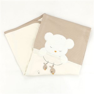 Sebi Bebe Balıkçı Desenli Bebek Battaniyesi 80x90 Cm 9859 Kahve