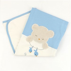 Sebi Bebe Balıkçı Desenli Bebek Battaniyesi 80x90 Cm 9859 Mavi