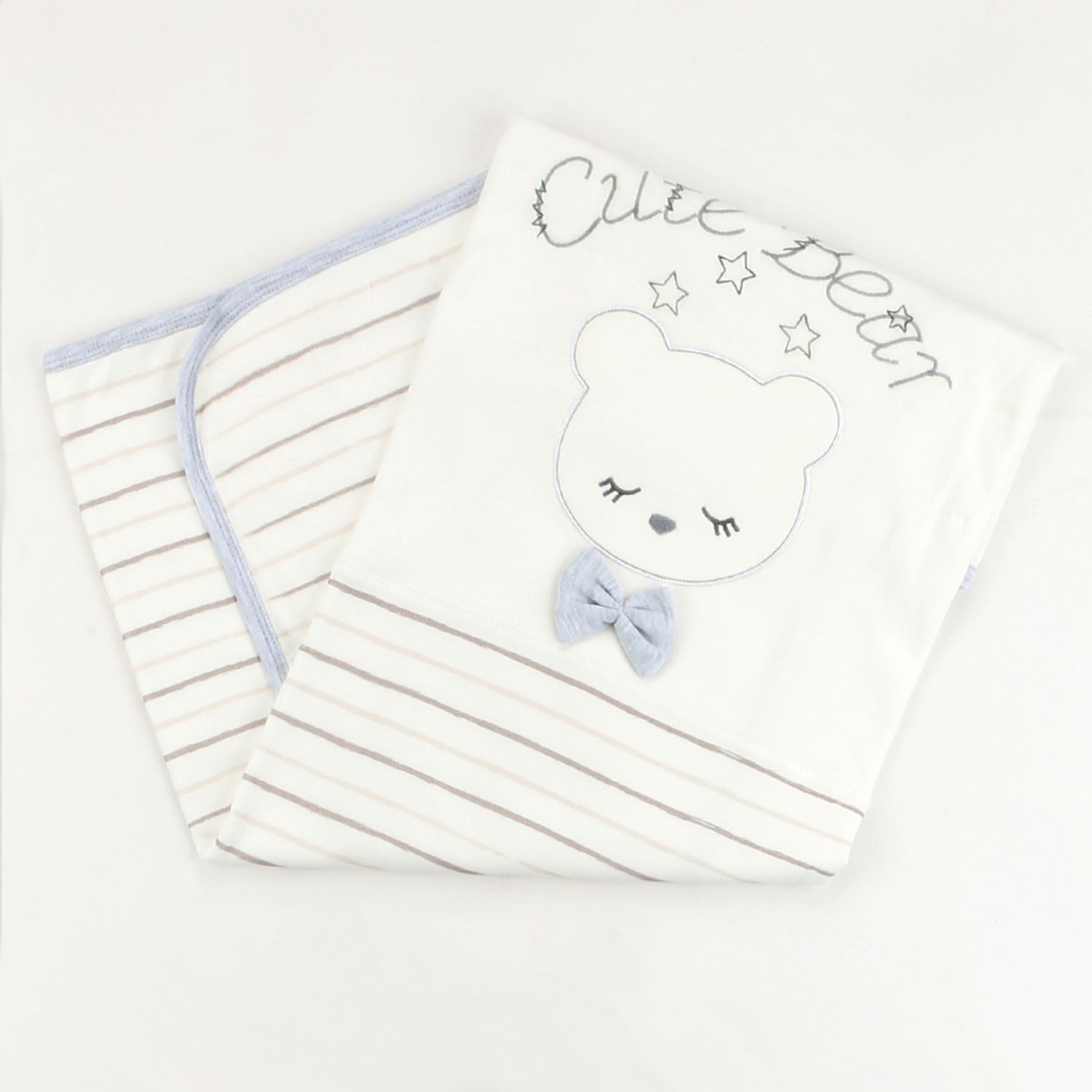 Sebi Bebe Fiyonklu Ayıcık Bebek Battaniyesi 80x90 Cm 9183 Gri