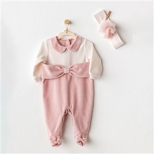 Andywawa Velvet Puppy Gazelle Bebek Tulum AC25043 Pembe