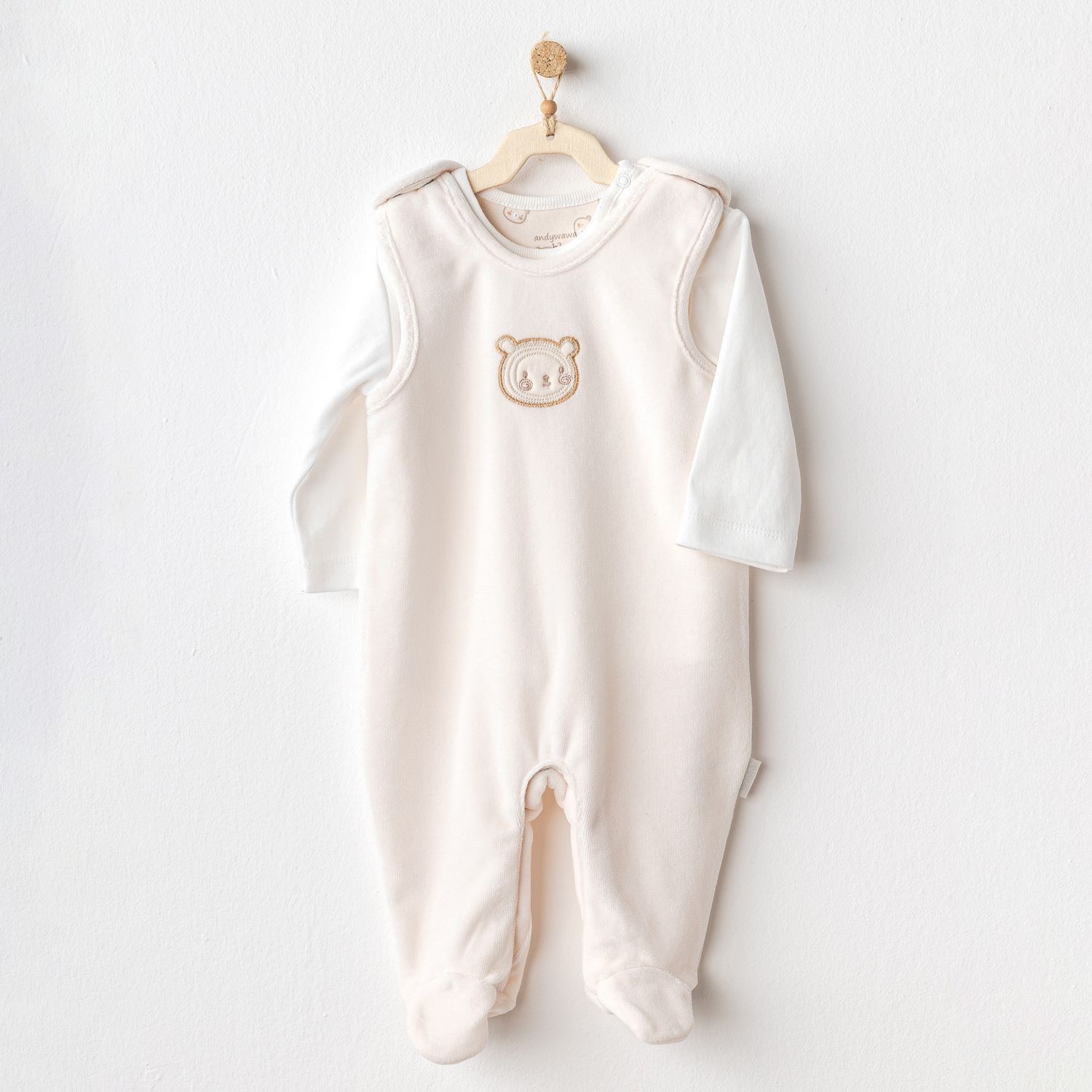 Andywawa Bear Time Bebek Tulum Takım AC25185 Ekru