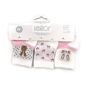 Bebitof 3'lü Bebek Çorabı 402 Ekru-Pembe