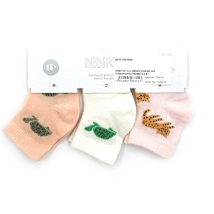 Bebitof 3'lü Bebek Çorabı 398 Somon-Ekru-Pembe