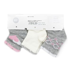 Bebitof 3'lü Bebek Çorabı 381 Pembe-Ekru-Gri