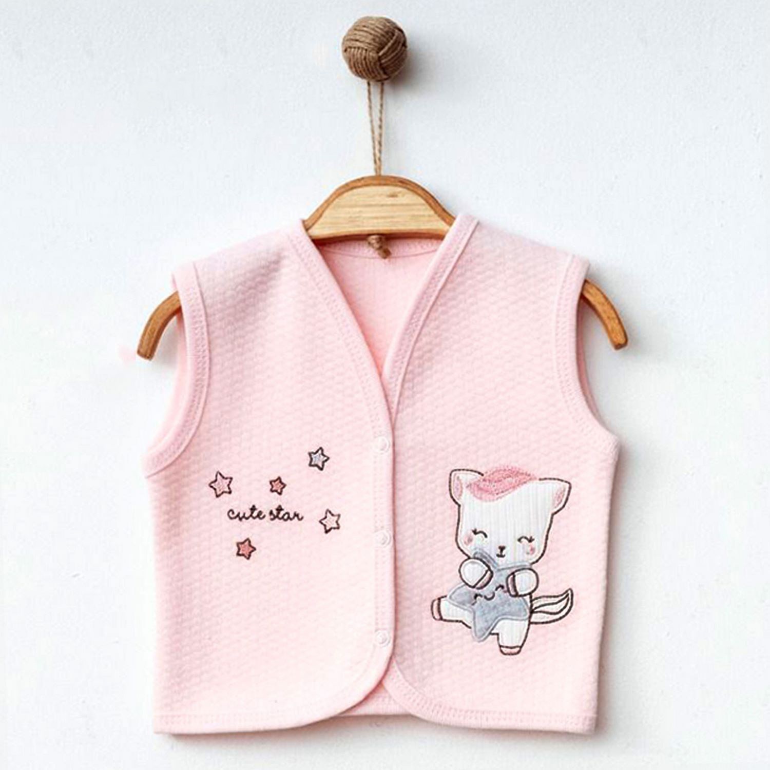 Ekebaby Cute Star Lüks Kapitone Yelek 44116 Pembe