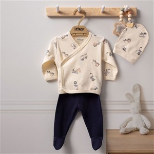 Tiffany Baby Work Machine 3'lü Bebek Zıbın Seti 23078 Ekru