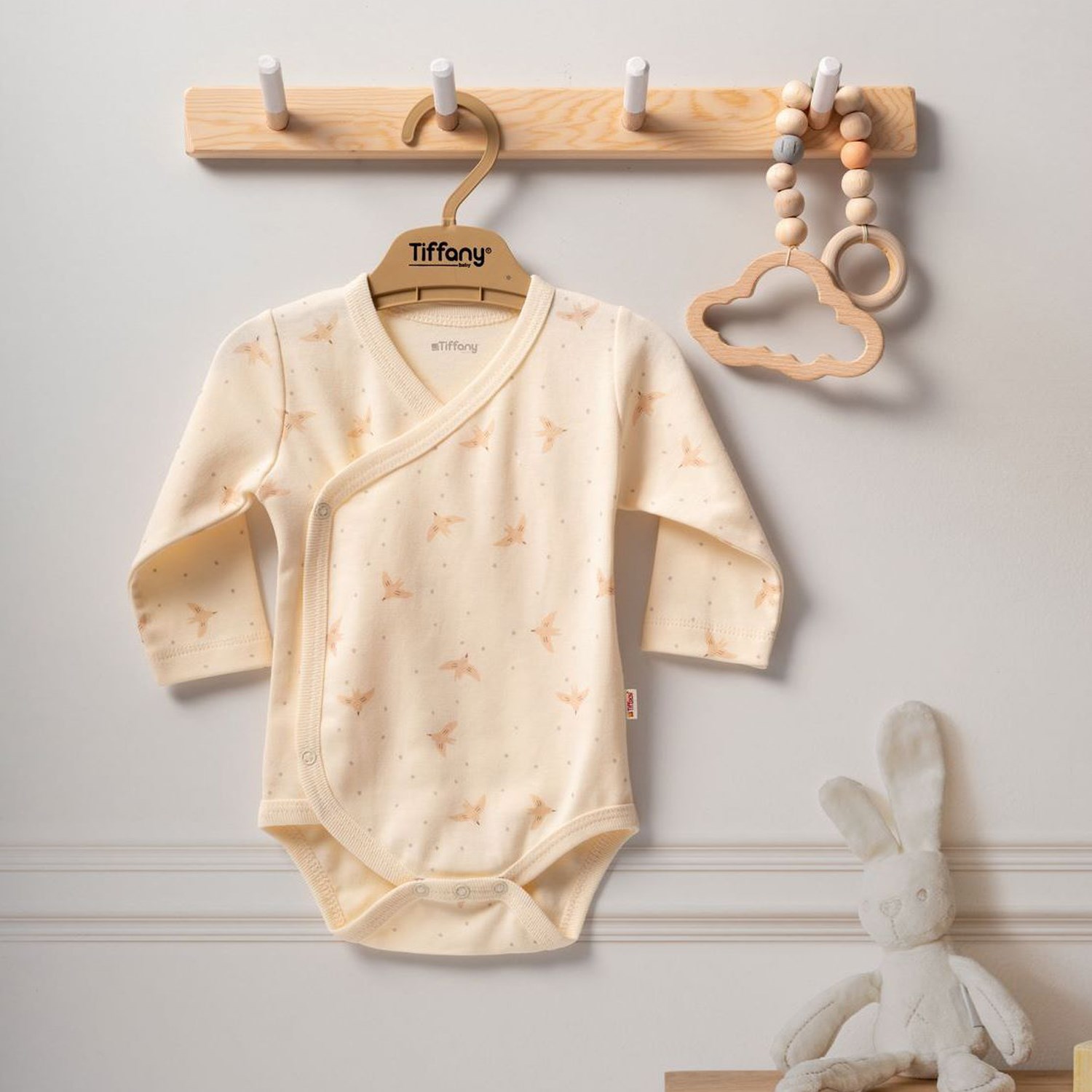 Tiffany Baby Bird Theme Uzun Kol Kruvaze Badi 24022 Ekru