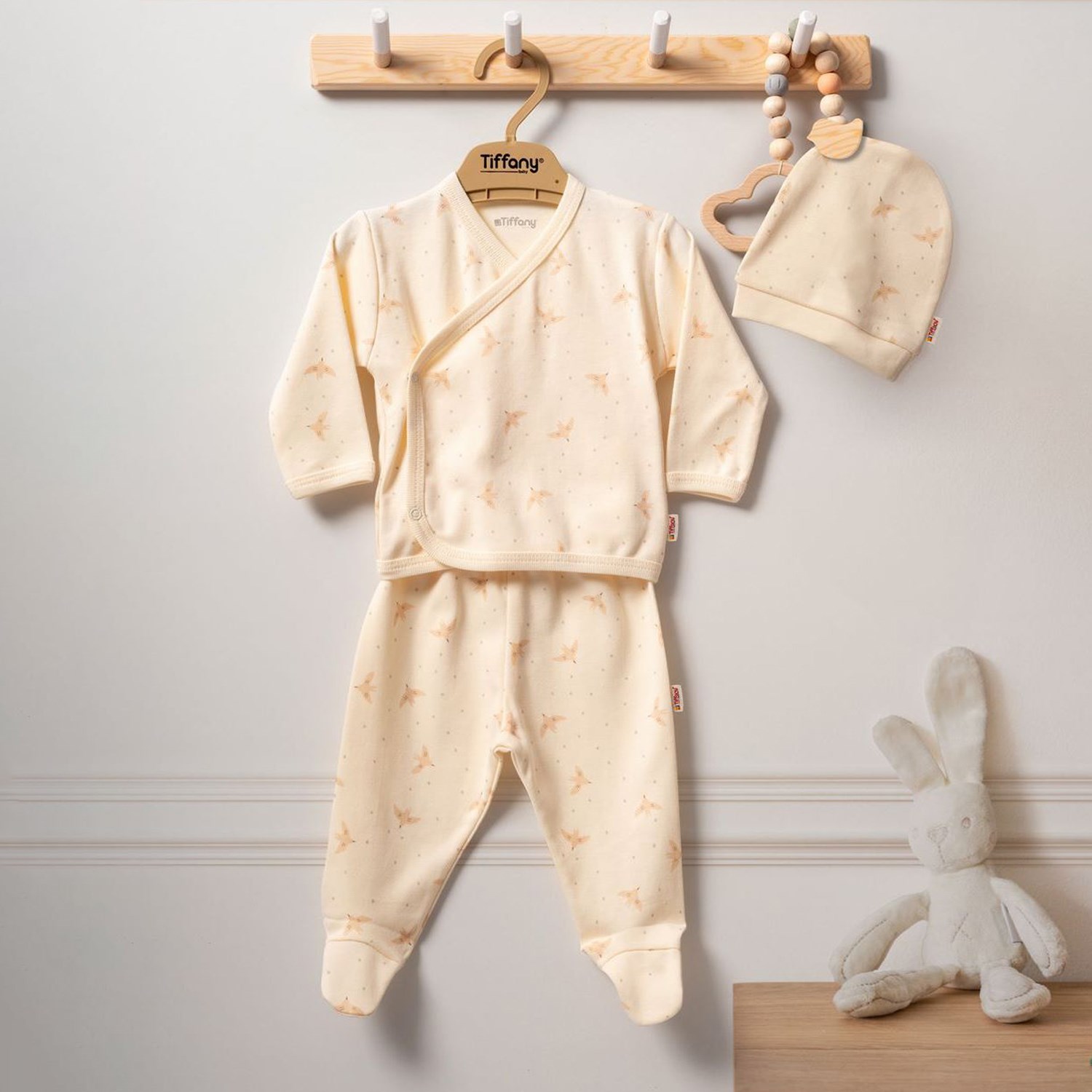 Tiffany Baby Organik Bird Theme 3'lü Zıbın Seti 2424078 Ekru