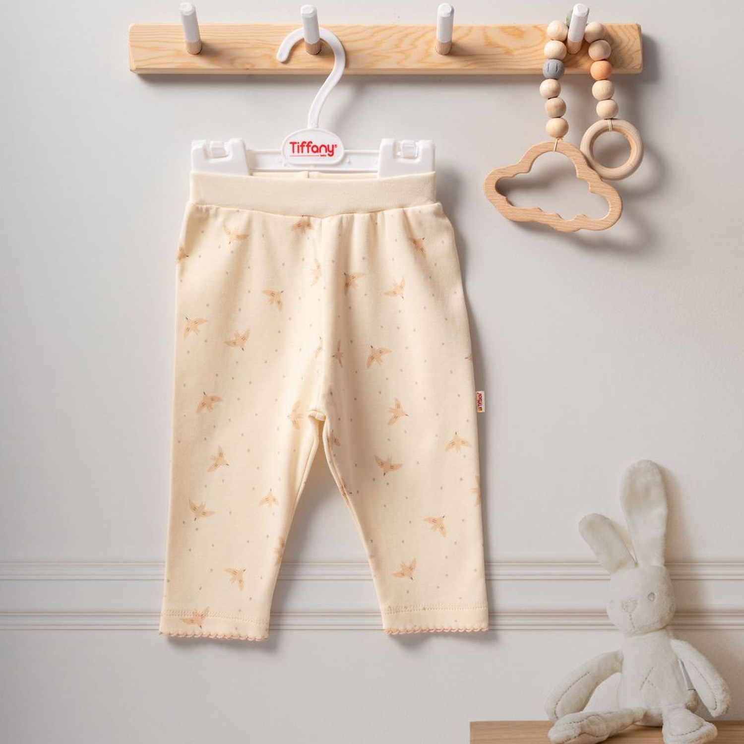 Tiffany Baby Organik Bird Theme Patiksiz Pantolon 2424006 Ekru