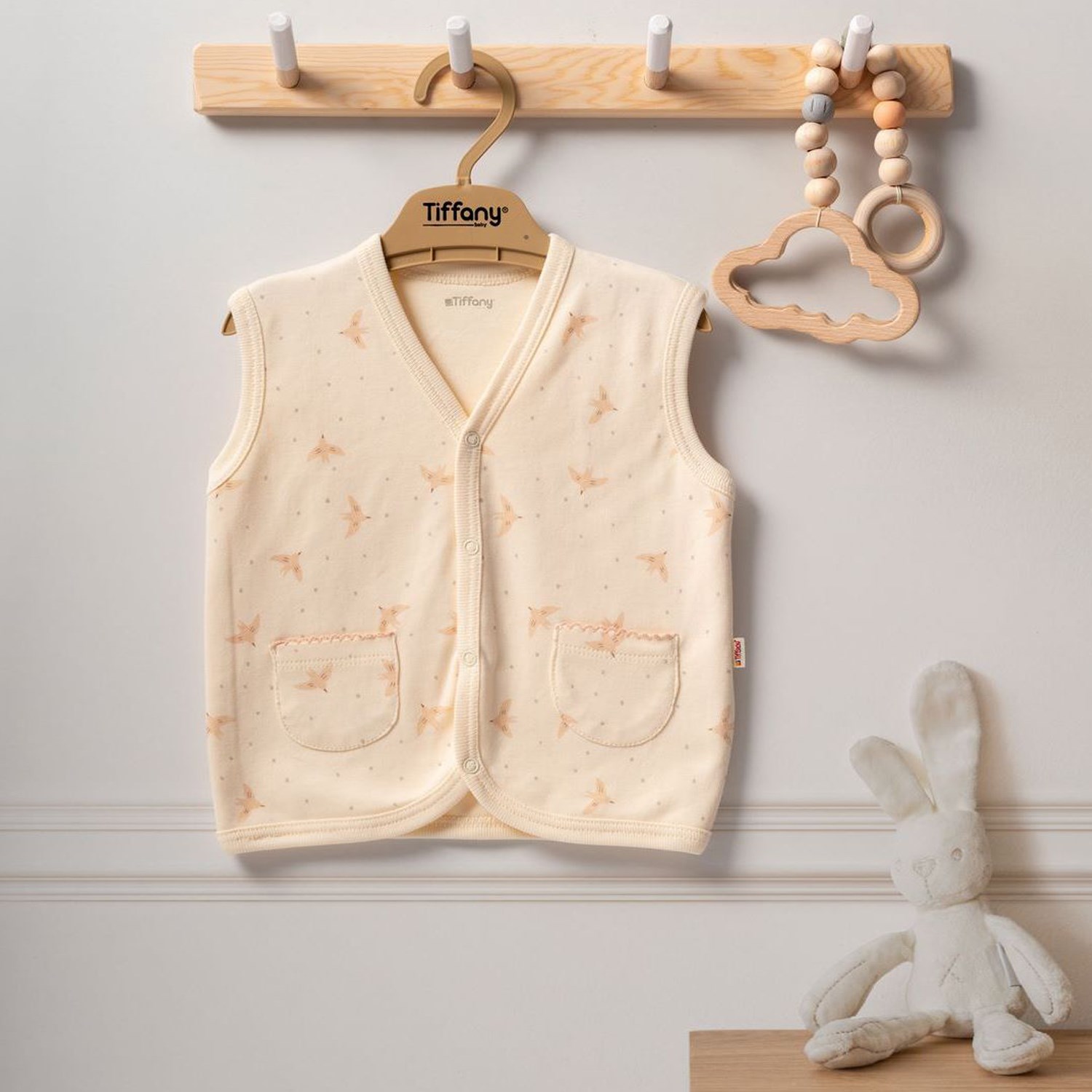 Tiffany Baby Organik Bird Theme Bebek Yeleği 2424005 Ekru