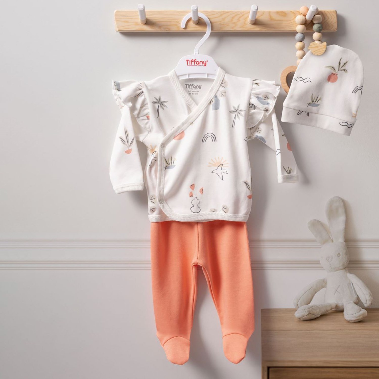 Tiffany Baby Sunny Garden Theme 3'lü Bebek Zıbın Seti 2410078 Ekru