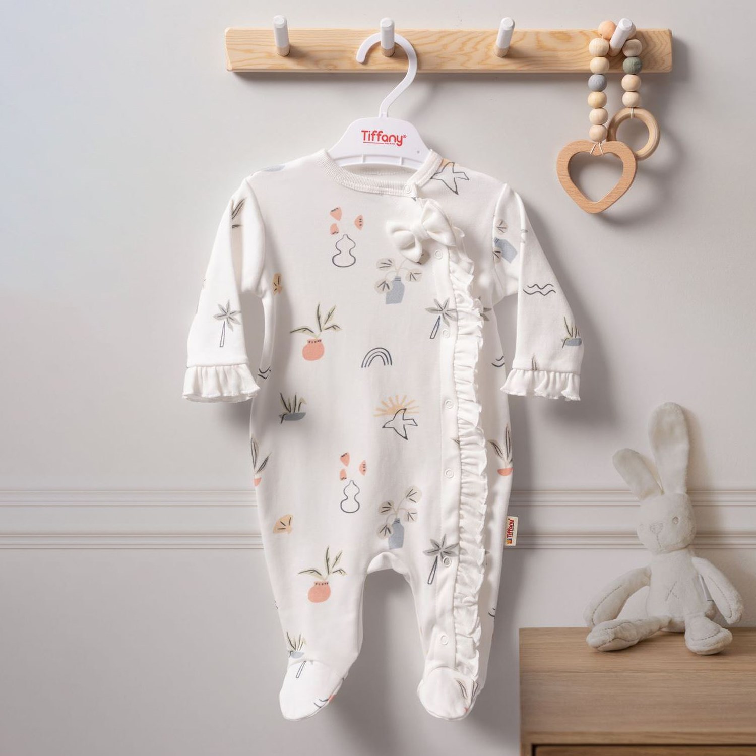 Tiffany Baby Sunny Garden Patikli Bebek Tulumu 2410040 Ekru