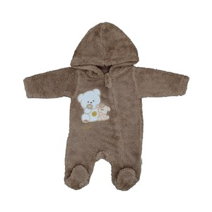 Flexi Peluş Patikli Bebek Tulumu 215198 Kahverengi