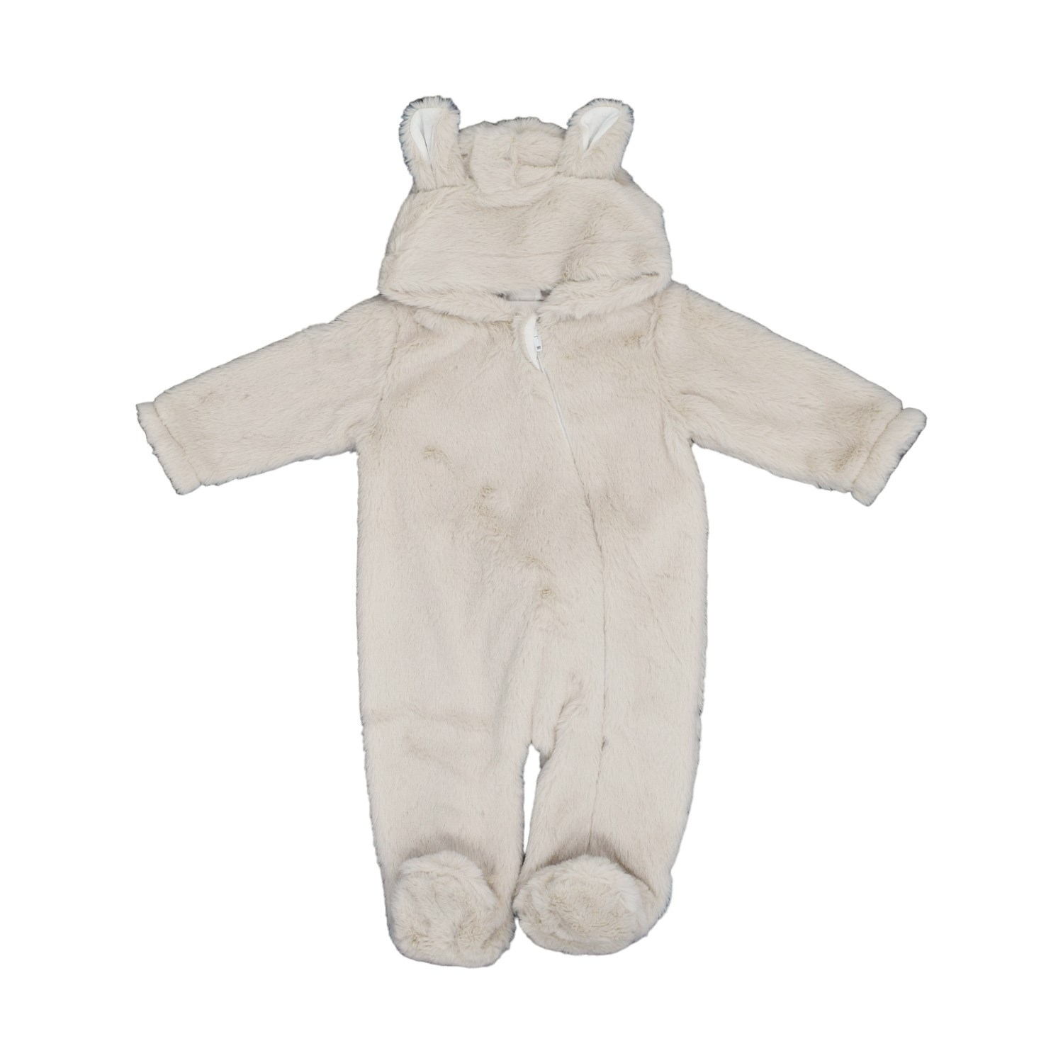 Bebecix Peluş Kapşonlu Patikli Bebek Tulumu 9705 Bej