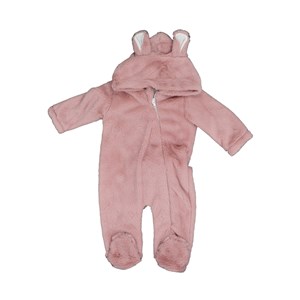 Bebecix Peluş Kapşonlu Patikli Bebek Tulumu 9705 Pudra