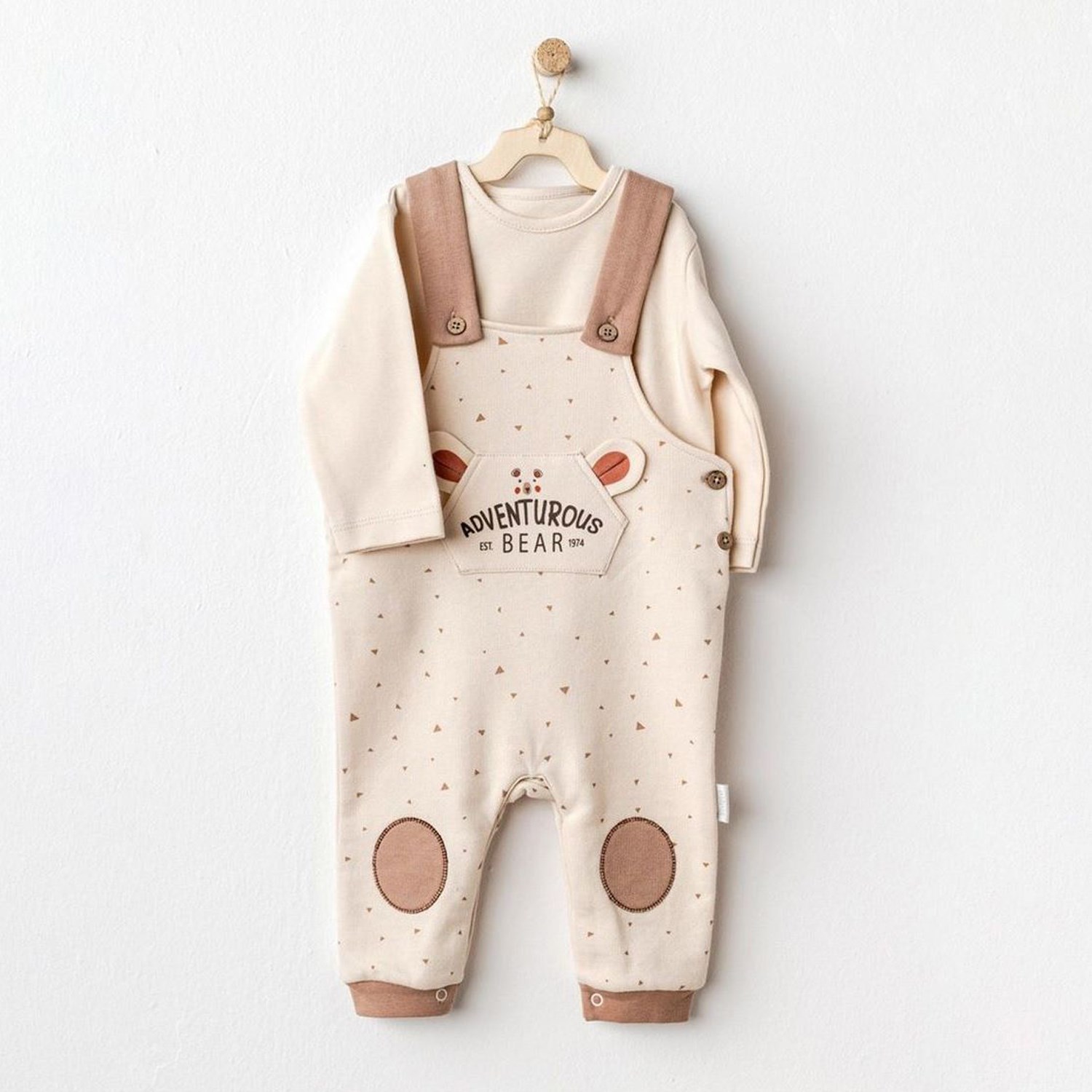 Andywawa Adventurous Bear Bebek Salopet Takım AC25027 Bej